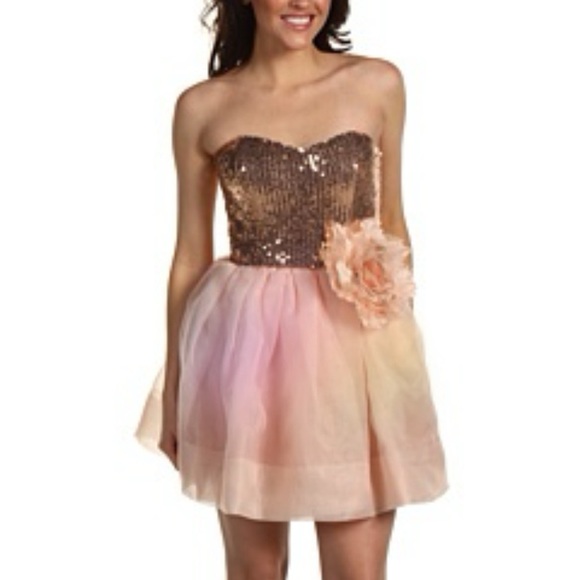 Betsey Johnson Pink and Gold Sequin Mini Dress - Picture 9 of 12